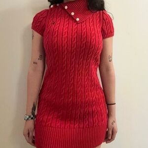 Ralph Lauren Red Cowl Neck Cable Knit Sweater